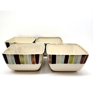 TABLETOPS Lifestyles JENTRY   Multicolored 5 3/8" Square Cereal Bowls Set Of 4